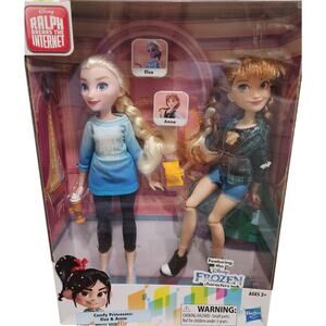 2 Frozen Dolls Elsa & Anna Princesses Dressed for Comfort - Approx 10" Tall NIB